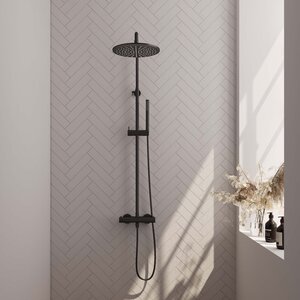 Brauer Edition Thermostatische Opbouw Regendoucheset - 30cm - Mat Zwart