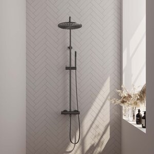 Brauer Edition Thermostatische Opbouw Regendoucheset - 30cm - Geborsteld Gunmetal
