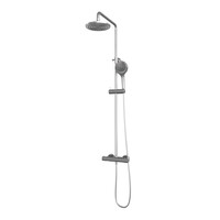 Brauer Brauer Brushed Editon Regendoucheset: Thermostatische Opbouwkraan met Omstel, Stijgbuis, Douchekop 20cm, 3-Standen Handdouche & Doucheslang - Set 2 - Draaiknoppen - PVD - Geborsteld RVS