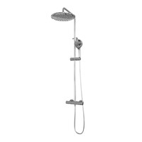 Brauer Brauer Chrome Editon Regendoucheset: Thermostatische Opbouwkraan met Omstel, Stijgbuis, Douchekop 30cm, 3-Standen Handdouche & Doucheslang - Set 4 - Draaiknoppen - Chroom