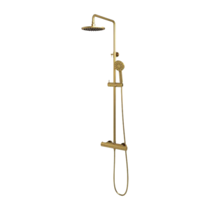 Brauer Edition Thermostatische Opbouw Regendouche met Stijgbuis en 3-Standen Handdouche - Ø300mm - Geborsteld Goud