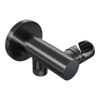 Brauer Brauer Gunmetal Editon Regendoucheset:  Thermostatische Inbouwkraan met Stopkranen, Rechte Wandarm, Douchekop Ø20cm, Wandhouder met Wateruitlaat, Staafhanddouche & Doucheslang - Set 1 - Draaiknoppen - PVD - Geborsteld Gunmetal