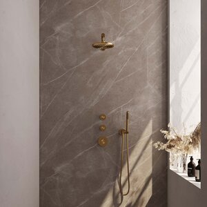 Brauer Edition Thermostatische Inbouw Regendoucheset met Stopkranen - 20cm - Geborsteld Goud