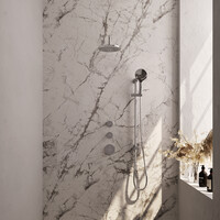 Brauer Brauer Chrome Editon Regendoucheset:  Thermostatische Inbouwkraan met Stopkranen, Gebogen Wandarm, Douchekop 20cm, Glijstang met Wateruitlaat, 3-Standen Handdouche & Doucheslang - Set 21 - Draaiknoppen - Chroom