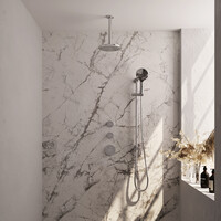 Brauer Brauer Chrome Editon Regendoucheset:  Thermostatische Inbouwkraan met Stopkranen, Plafondarm, Douchekop 20cm, Glijstang met Wateruitlaat, 3-Standen Handdouche & Doucheslang - Set 23 - Draaiknoppen - Chroom