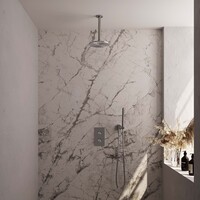 Brauer Brauer Brushed Editon Regendoucheset:  Thermostatische Inbouwkraan met 3-Weg Omstel, Plafondarm, Douchekop 20cm, Wandhouder met Wateruitlaat, Staafhanddouche & Doucheslang - Set 29 - Draaiknoppen - PVD - Geborsteld RVS