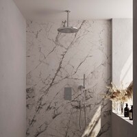 Brauer Brauer Chrome Editon Regendoucheset:  Thermostatische Inbouwkraan met 3-Weg Omstel, Plafondarm, Douchekop 30cm, Wandhouder met Wateruitlaat, Staafhanddouche & Doucheslang - Set 30 - Draaiknoppen - Chroom