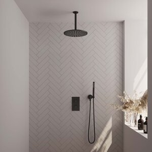 Brauer Edition Thermostatische Inbouw Regendoucheset met 3-Weg Omstel - 30cm - Mat Zwart
