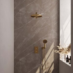 Brauer Edition Thermostatische Inbouw Regendoucheset met 3-Weg Omstel - 30cm - Geborsteld Goud