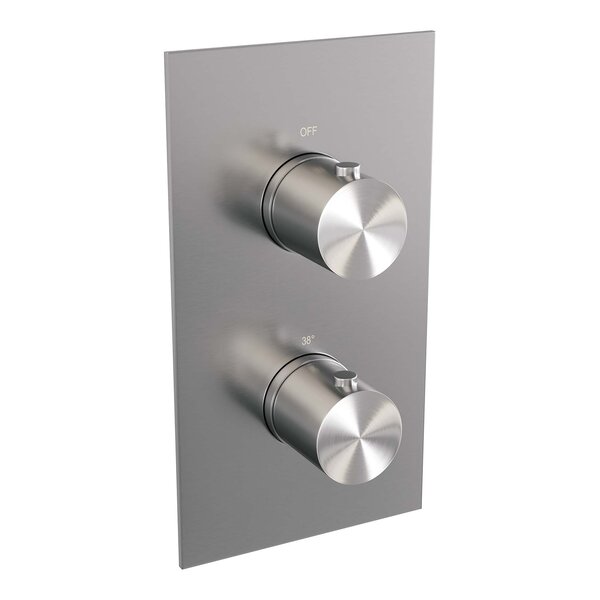 Brauer Brauer Brushed Editon Regendoucheset:  Thermostatische Inbouwkraan met 3-Weg Omstel, Plafondarm, Douchekop 30cm, Wandhouder met Wateruitlaat, 3-Standen Handdouche & Doucheslang - Set 36 - Draaiknoppen - PVD - Geborsteld RVS