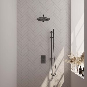 Brauer Edition Thermostatische Inbouw Regendoucheset met 3-Weg Omstel - 30cm - Geborsteld Gunmetal