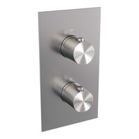 Brauer Brauer Brushed Editon Regendoucheset:  Thermostatische Inbouwkraan met 3-Weg Omstel, Gebogen Wandarm, Douchekop 20cm, Glijstang met Wateruitlaat, Staafhanddouche & Doucheslang - Set 39 - Draaiknoppen - PVD - Geborsteld RVS