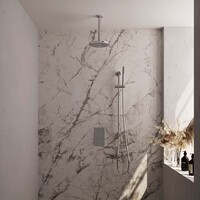 Brauer Brauer Chrome Editon Regendoucheset:  Thermostatische Inbouwkraan met 3-Weg Omstel, Plafondarm, Douchekop 20cm, Glijstang met Wateruitlaat, Staafhanddouche & Doucheslang - Set 41 - Draaiknoppen - Chroom