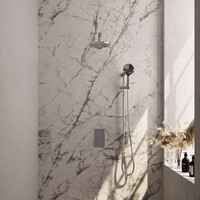 Brauer Brauer Chrome Editon Regendoucheset:  Thermostatische Inbouwkraan met 3-Weg Omstel, Rechte Wandarm, Douchekop 20cm, Glijstang met Wateruitlaat, 3-Standen Handdouche & Doucheslang - Set 43 - Draaiknoppen - Chroom