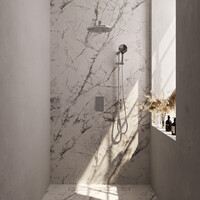 Brauer Brauer Chrome Editon Regendoucheset:  Thermostatische Inbouwkraan met 3-Weg Omstel, Rechte Wandarm, Douchekop 30cm, Glijstang met Wateruitlaat, 3-Standen Handdouche & Doucheslang - Set 44 - Draaiknoppen - Chroom