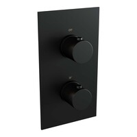 Brauer Brauer Black Editon Regendoucheset:  Thermostatische Inbouwkraan met 3-Weg Omstel, Rechte Wandarm, Douchekop 30cm, Glijstang met Wateruitlaat, 3-Standen Handdouche & Doucheslang - Set 44 - Draaiknoppen - Mat Zwart