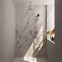 Brauer Brauer Chrome Editon Regendoucheset:  Thermostatische Inbouwkraan met 3-Weg Omstel, Plafondarm, Douchekop 20cm, Glijstang met Wateruitlaat, 3-Standen Handdouche & Doucheslang - Set 47 - Draaiknoppen - Chroom