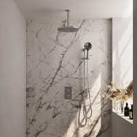 Brauer Brauer Chrome Editon Regendoucheset:  Thermostatische Inbouwkraan met 3-Weg Omstel, Plafondarm, Douchekop 30cm, Glijstang met Wateruitlaat, 3-Standen Handdouche & Doucheslang - Set 48 - Draaiknoppen - PVD - Chroom