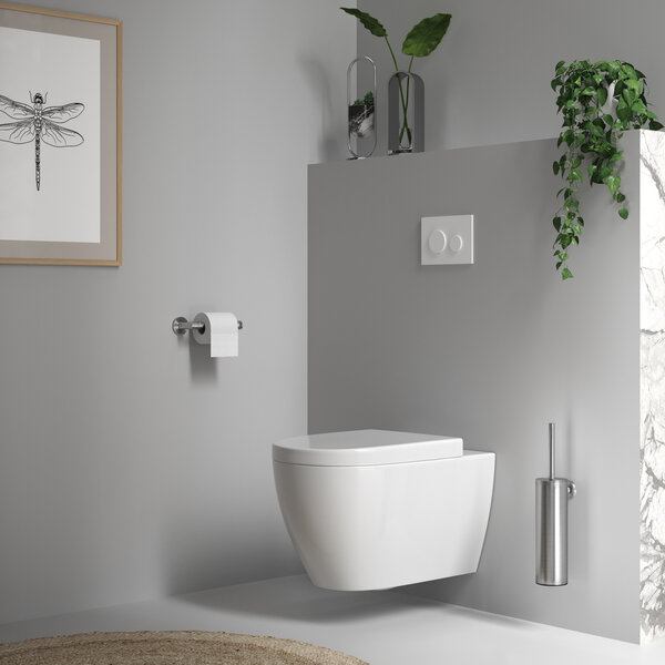 Brauer Brauer Brushed Edition Toiletborstel met Borstelhouder - Wand - PVD - Geborsteld RVS