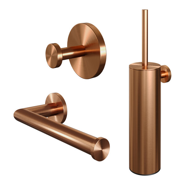 Brauer Brauer Copper Edition Toiletborstel met Borstelhouder, Toiletrolhouder & Handdoekhaak - PVD - Geborsteld Koper