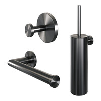Brauer Brauer Gunmetal Edition Toiletborstel met Borstelhouder, Toiletrolhouder & Handdoekhaak - PVD - Geborsteld Gunmetal