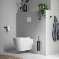 Brauer Brauer Gunmetal Edition Toiletborstel met Borstelhouder, Toiletrolhouder & Handdoekhaak - PVD - Geborsteld Gunmetal