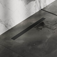 Brauer Brauer Black Edition Douchegoot met Multifunctioneel Tegelinlegrooster, Vloerflens & Zijuitloop - 70cm - Mat Zwart