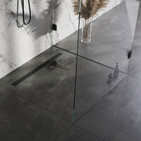Brauer Brauer Black Edition Douchegoot met Multifunctioneel Tegelinlegrooster, Vloerflens & Zijuitloop - 100cm - Mat Zwart