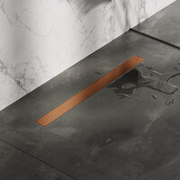 Brauer Brauer Copper Edition Douchegoot met Multifunctioneel Tegelinlegrooster, Muurflens en Zijuitloop - 80cm - PVD - Geborsteld Koper