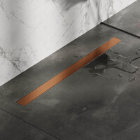 Brauer Brauer Copper Edition Douchegoot met Multifunctioneel Tegelinlegrooster, Muurflens en Zijuitloop - 90cm - PVD - Geborsteld Koper