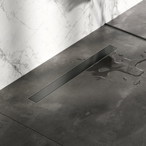 Brauer Brauer Gunmetal Edition Douchegoot met Multifunctioneel Tegelinlegrooster, Muurflens en Zijuitloop - 70cm - PVD - Geborsteld Gunmetal