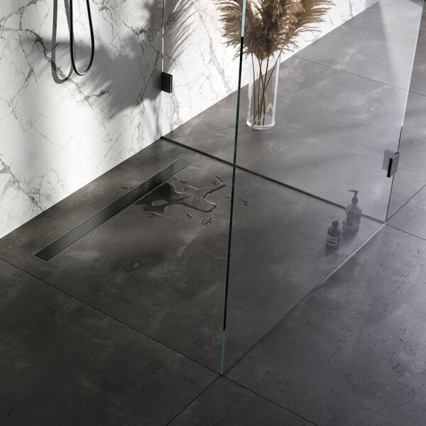 Brauer Brauer Gunmetal Edition Douchegoot met Multifunctioneel Tegelinlegrooster, Muurflens en Zijuitloop - 90cm - PVD - Geborsteld Gunmetal