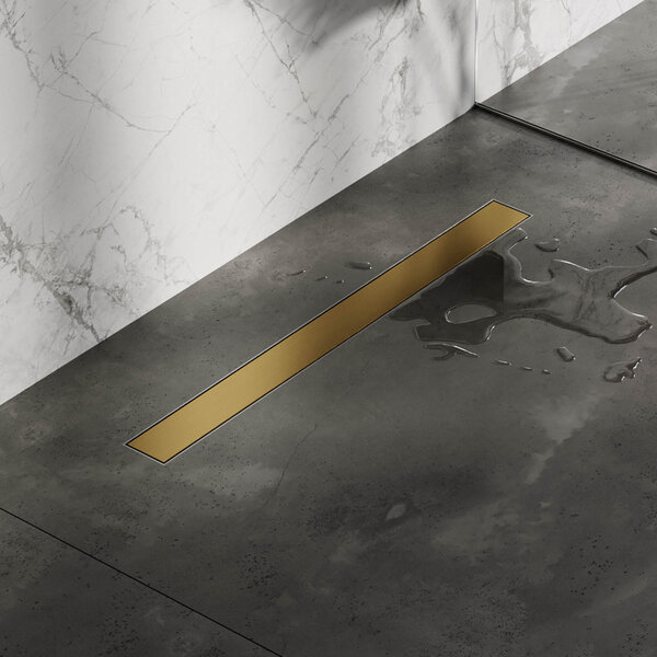 Brauer Brauer Gold Edition Douchegoot met Multifunctioneel Tegelinlegrooster, Muurflens en Zijuitloop - 70cm - PVD - Geborsteld Goud
