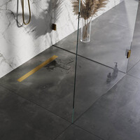 Brauer Brauer Gold Edition Douchegoot met Multifunctioneel Tegelinlegrooster, Muurflens en Zijuitloop - 70cm - PVD - Geborsteld Goud