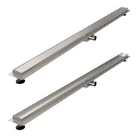 Brauer Brauer Brushed Edition Douchegoot met Multifunctioneel Tegelinlegrooster, Vloerflens en Zijuitloop - 160cm - PVD - Geborsteld RVS