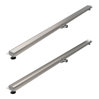 Brauer Brauer Brushed Edition Douchegoot met Multifunctioneel Tegelinlegrooster, Vloerflens en Zijuitloop - 180cm - PVD - Geborsteld RVS