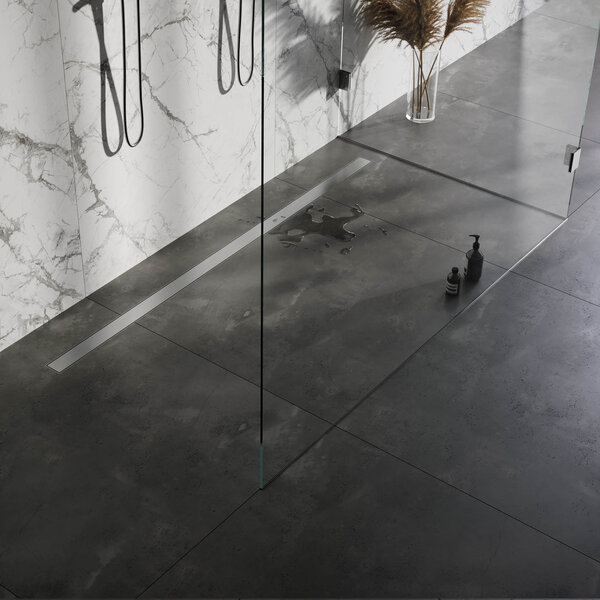 Brauer Brauer Brushed Edition Douchegoot met Multifunctioneel Tegelinlegrooster, Vloerflens en Zijuitloop - 180cm - PVD - Geborsteld RVS