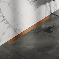 Brauer Brauer Copper Edition Douchegoot met Multifunctioneel Tegelinlegrooster, Muurflens en Zijuitloop - 90cm - PVD - Geborsteld Koper