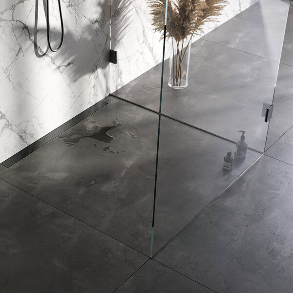 Brauer Brauer Gunmetal Edition Douchegoot met Multifunctioneel Tegelinlegrooster, Muurflens en Zijuitloop - 100cm - PVD - Geborsteld Gunmetal