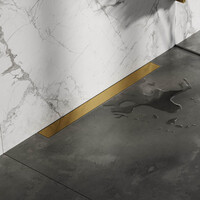 Brauer Brauer Gold Edition Douchegoot met Multifunctioneel Tegelinlegrooster, Muurflens en Zijuitloop - 70cm - PVD - Geborsteld Goud