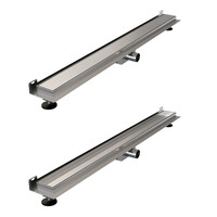 Brauer Brauer Brushed Edition Douchegoot met Multifunctioneel Tegelinlegrooster, Muurflens en Zijuitloop - 90cm - PVD - Geborsteld RVS