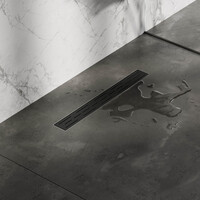 Brauer Brauer Black Edition Douchegoot met Rooster, Vloerflens en Zijuitloop - 60cm - Mat Zwart
