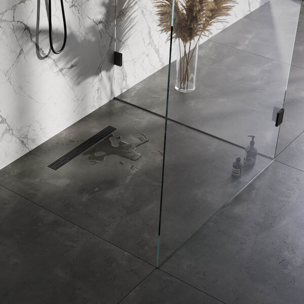 Brauer Brauer Black Edition Douchegoot met Rooster, Vloerflens en Zijuitloop - 60cm - Mat Zwart