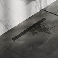 Brauer Brauer Black Edition Douchegoot met Rooster, Vloerflens en Zijuitloop - 70cm - Mat Zwart