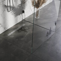 Brauer Brauer Black Edition Douchegoot met Rooster, Vloerflens en Zijuitloop - 80cm - PVD - Geborsteld RVS