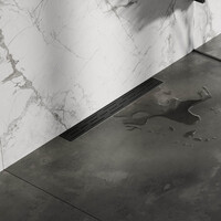Brauer Brauer Black Edition Douchegoot met Rooster, Muurrflens en Zijuitloop - 60cm - Mat Zwart