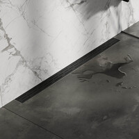 Brauer Brauer Black Edition Douchegoot met Rooster, Muurrflens en Zijuitloop - 100cm - Mat Zwart