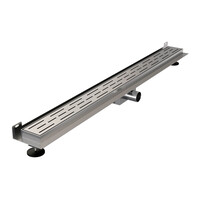 Brauer Brauer Black Edition Douchegoot met Rooster, Muurrflens en Zijuitloop - 90cm - PVD - Geborsteld RVS