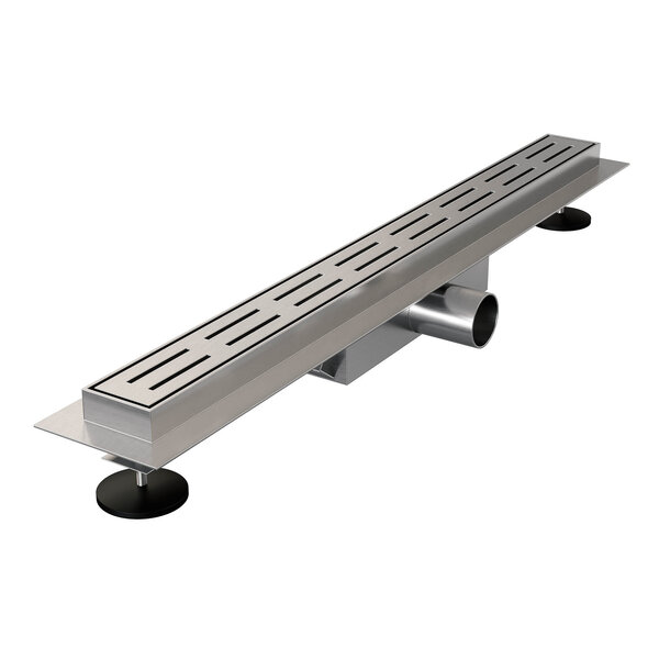 Brauer Brauer Brushed Edition Douchegoot Small met Rooster, Vloerflens en Zijuitloop - 60cm - PVD - Geborsteld RVS