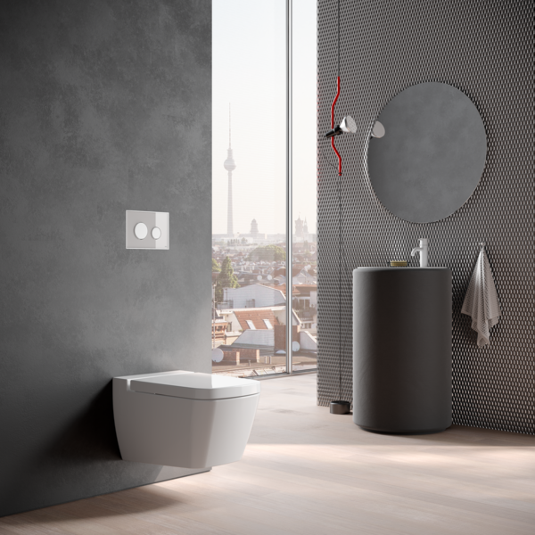 TECE TECE Loop Toilet Bedieningsplaat voor DuoSpoeling - Wit Glas - Wit Toetsen